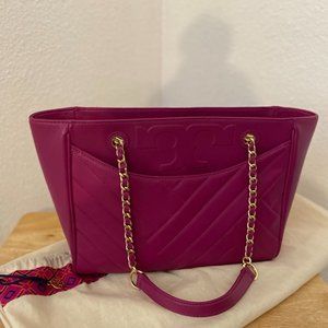 Tory Burch Fushia Tote leather